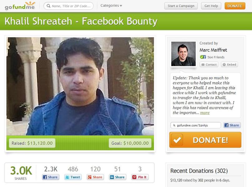 Khalil Shreateh crowdfunding campaign