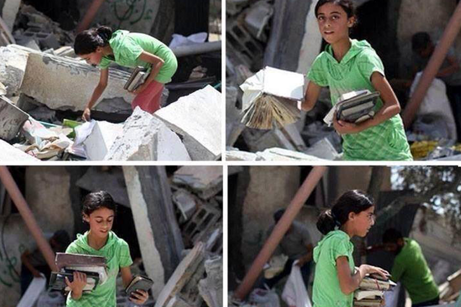 Girl in Gaza rescues books