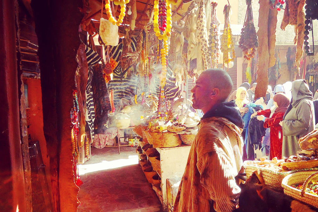 A healers sells traditional medicine in Marrakesh. Photo by Valentina Primo