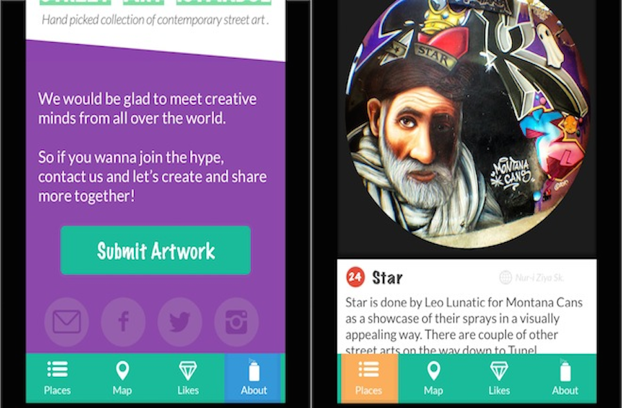 An app that shows street art in Istanbul